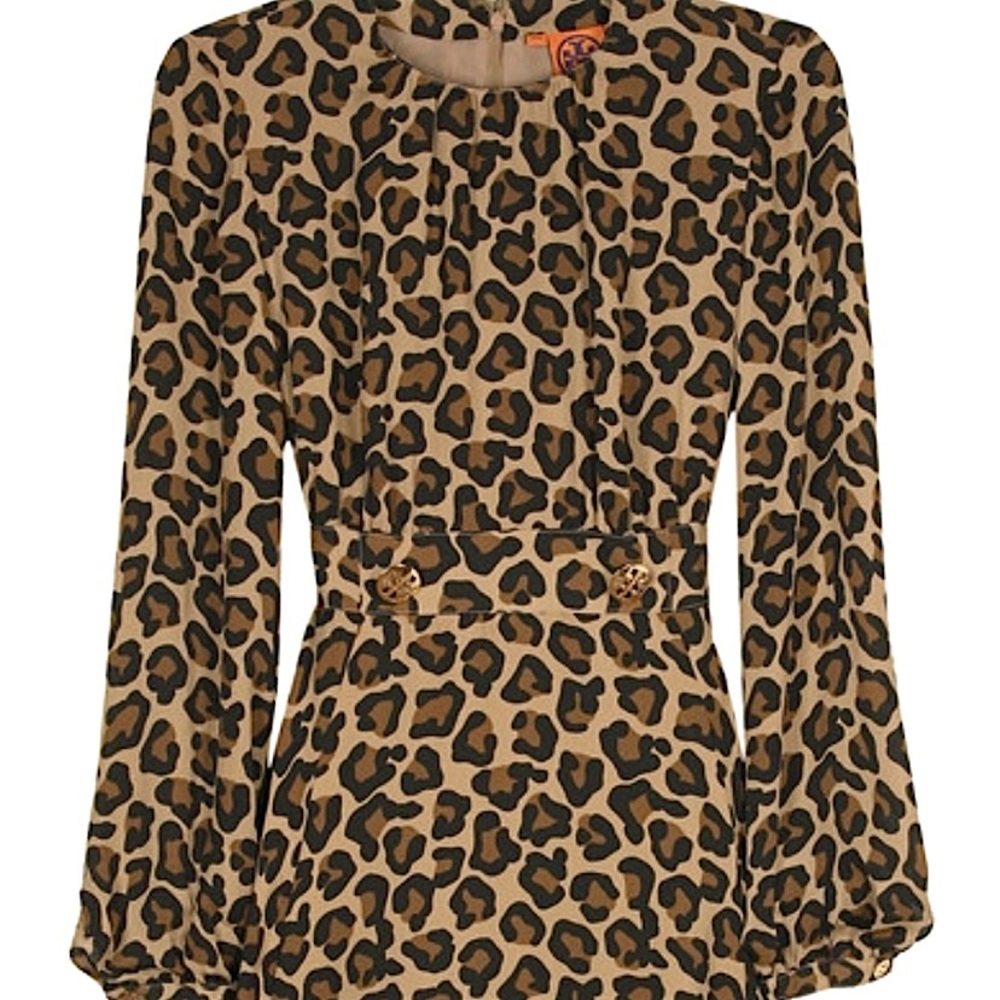Tory Burch 100% Silk Leopard Print Dress